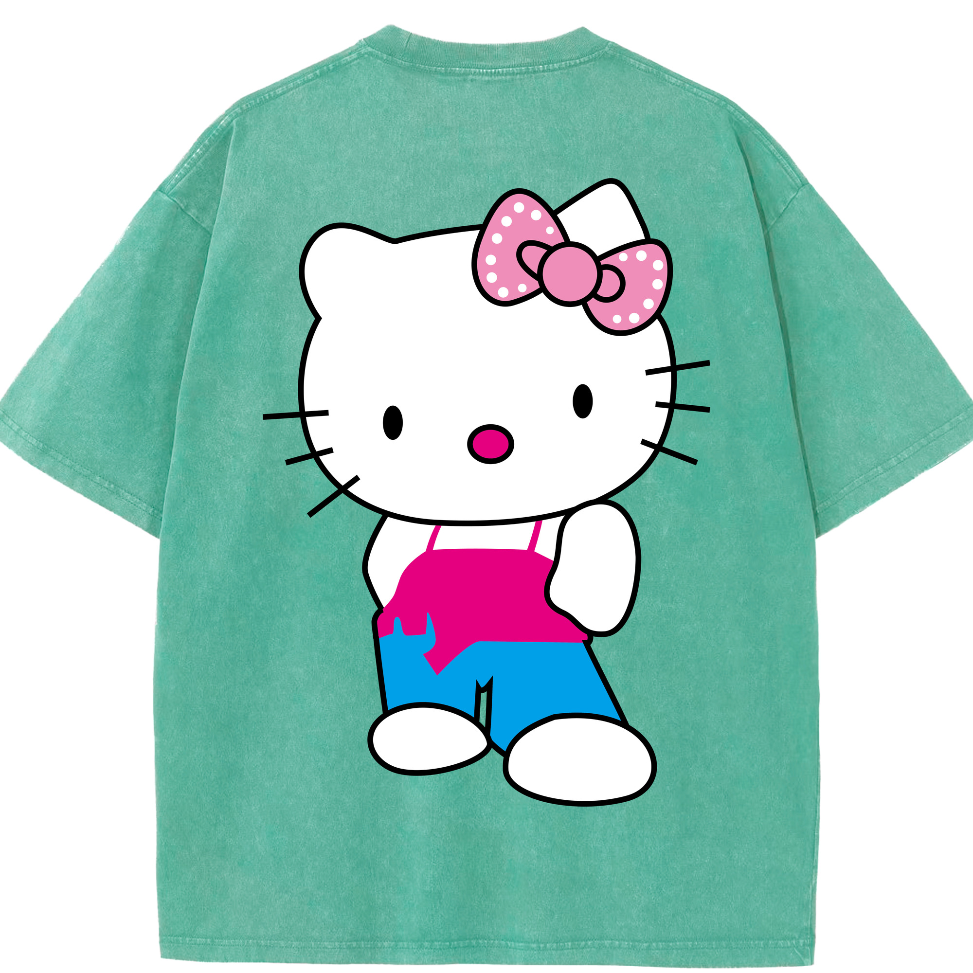 （画像用） Hello Kitty ハローキティ 綿100% ヴィンテージ風 半袖Tシャツ（背面プリント）